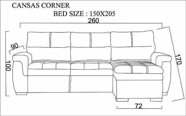 Canapé d'angle 4 places KANSAS convertible avec coffre de rangement
