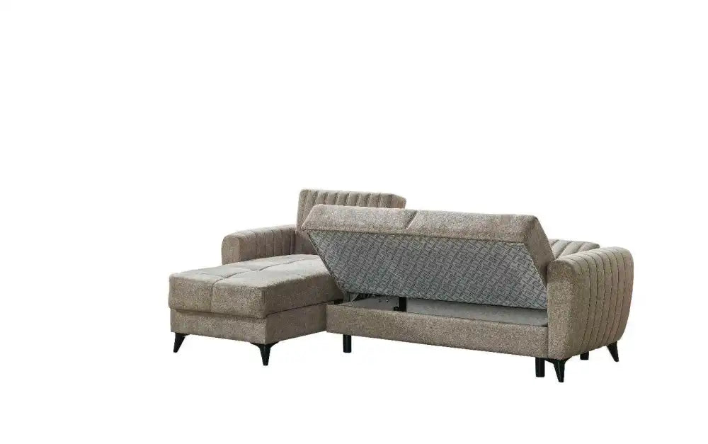 Canapé d'angle LENA convertible et réversible avec coffre de rangement