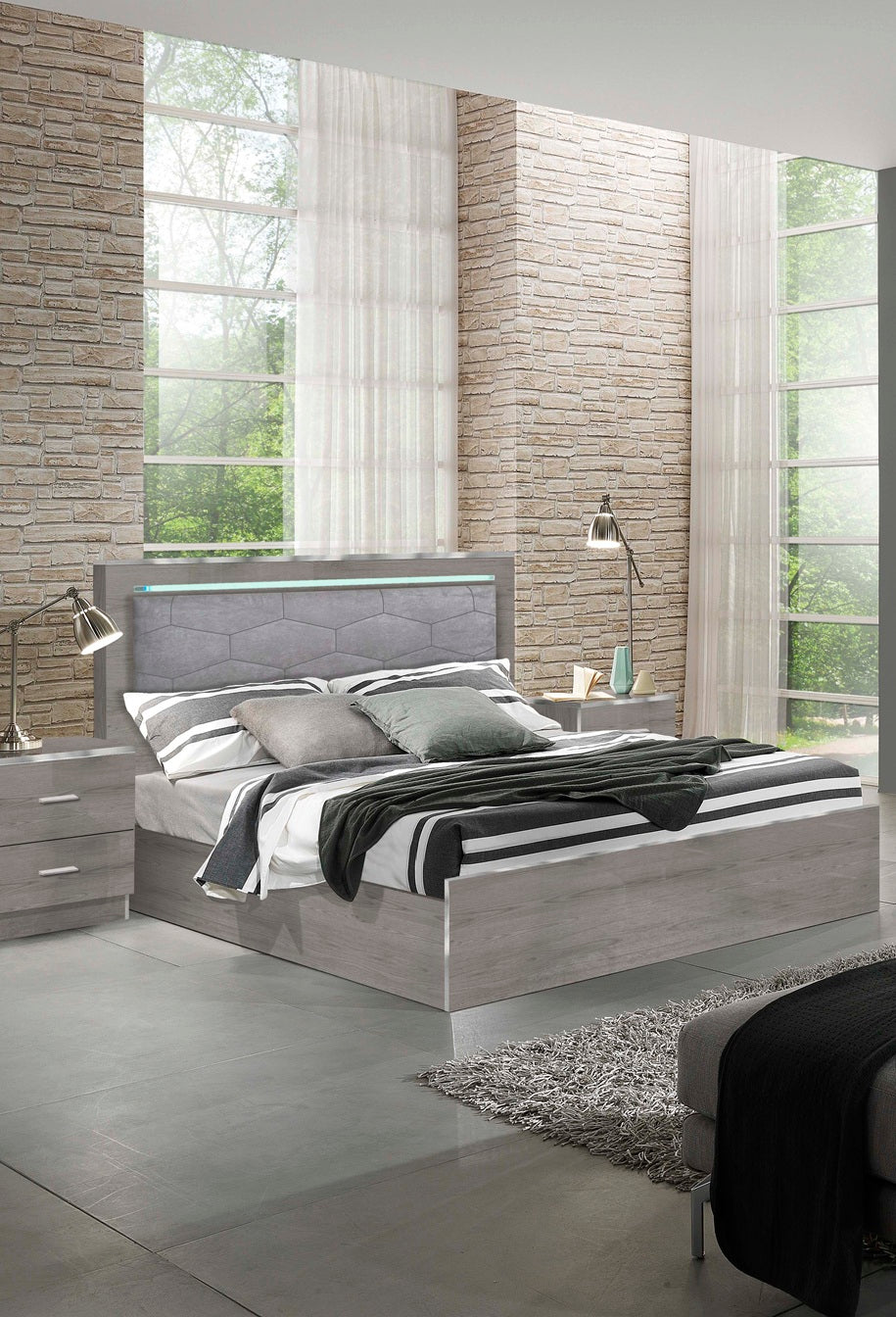 Chambre à coucher complète NIVES gris