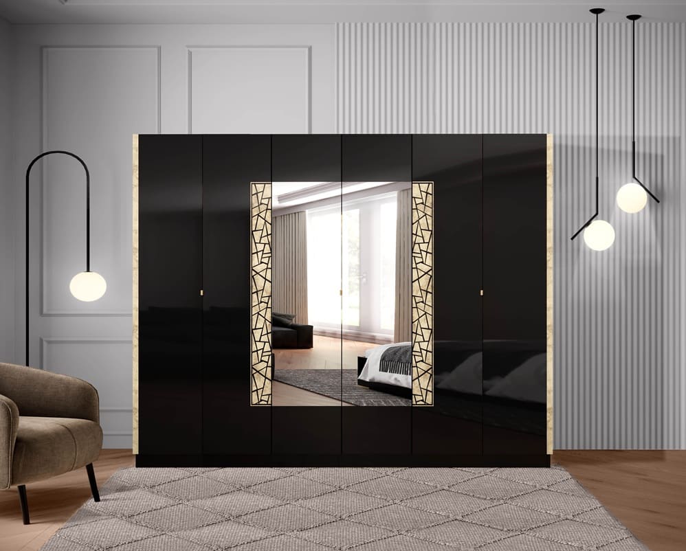 Chambre à coucher complète STELLA en bois laqué