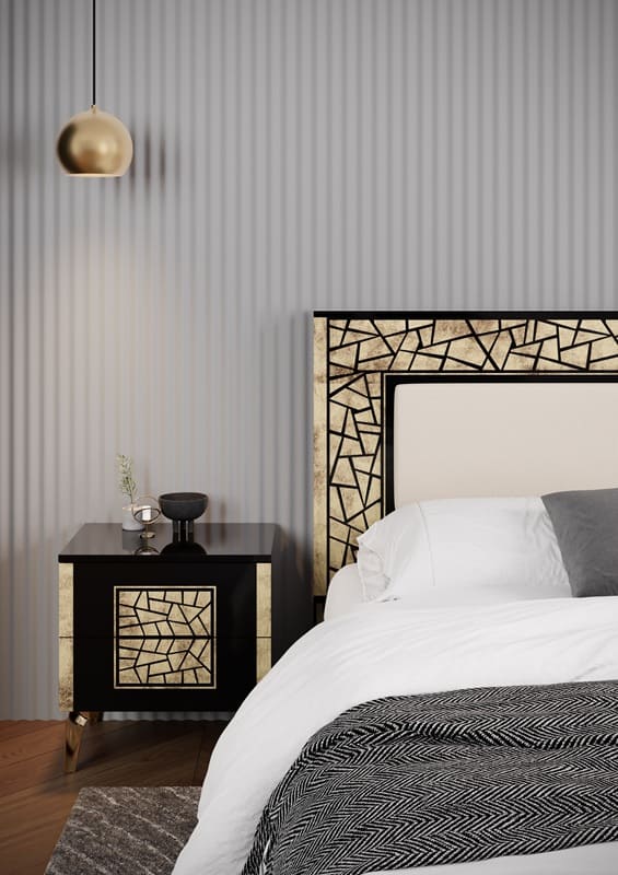 Chambre à coucher complète STELLA en bois laqué