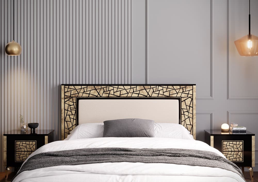 Chambre à coucher complète STELLA en bois laqué