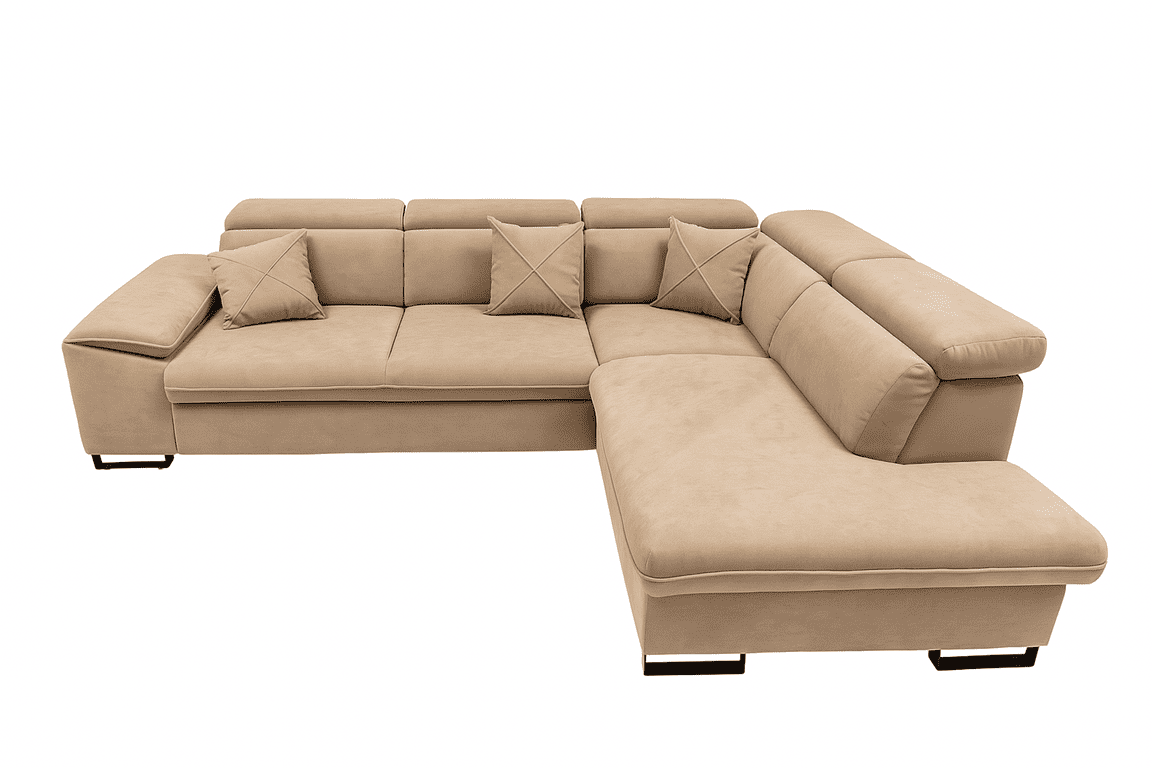 Canapé d'angle Convertible BANGKOK velours anti tâche avec coffre de rangement