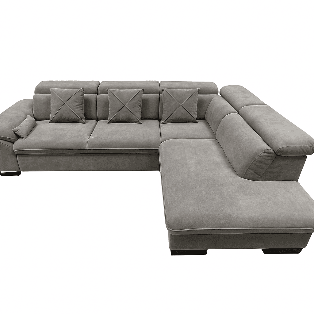 Canapé d'angle Convertible BANGKOK velours anti tâche avec coffre de rangement