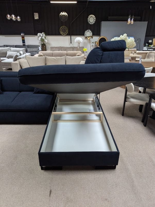 Canapé d'angle Convertible BANGKOK velours anti tâche avec coffre de rangement
