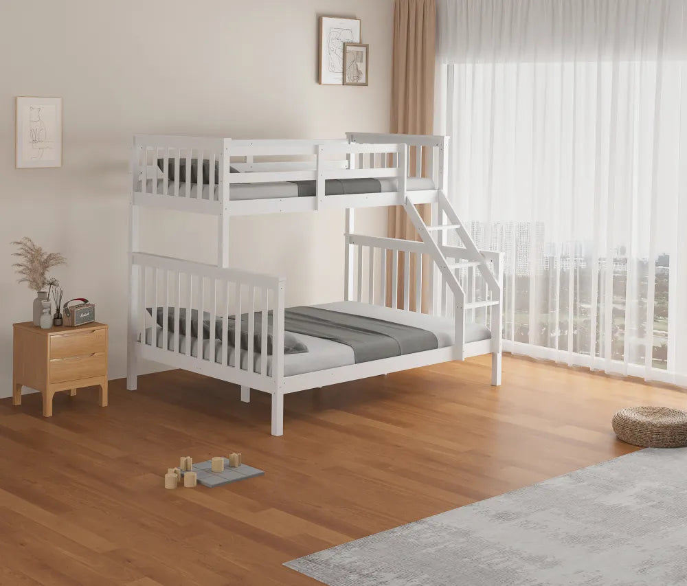 Lit superposé BATNA bois 2+1 couchages 90x190 + 140x190 cm