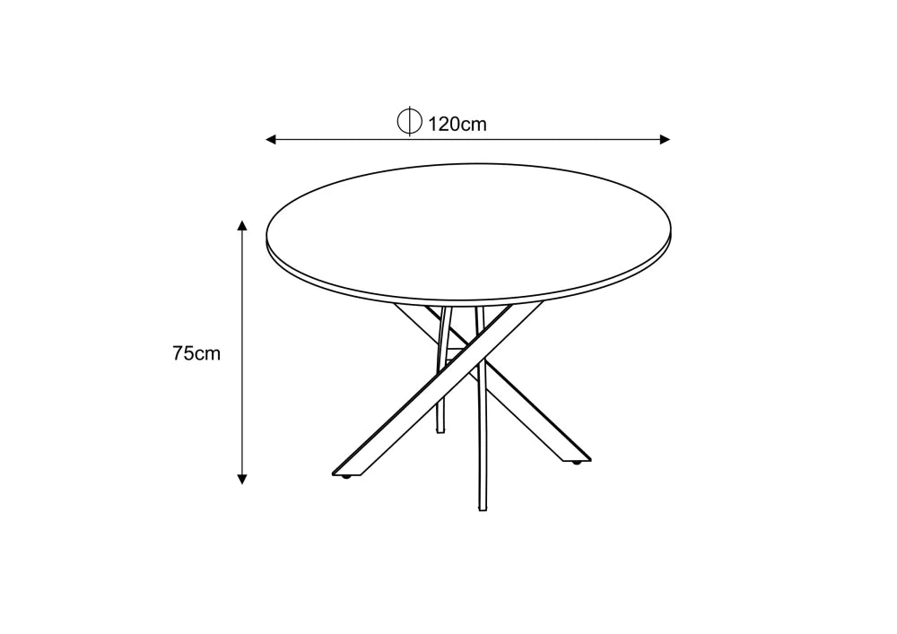 Table à manger ronde JESSICA pieds gold Diamètre 120 cm