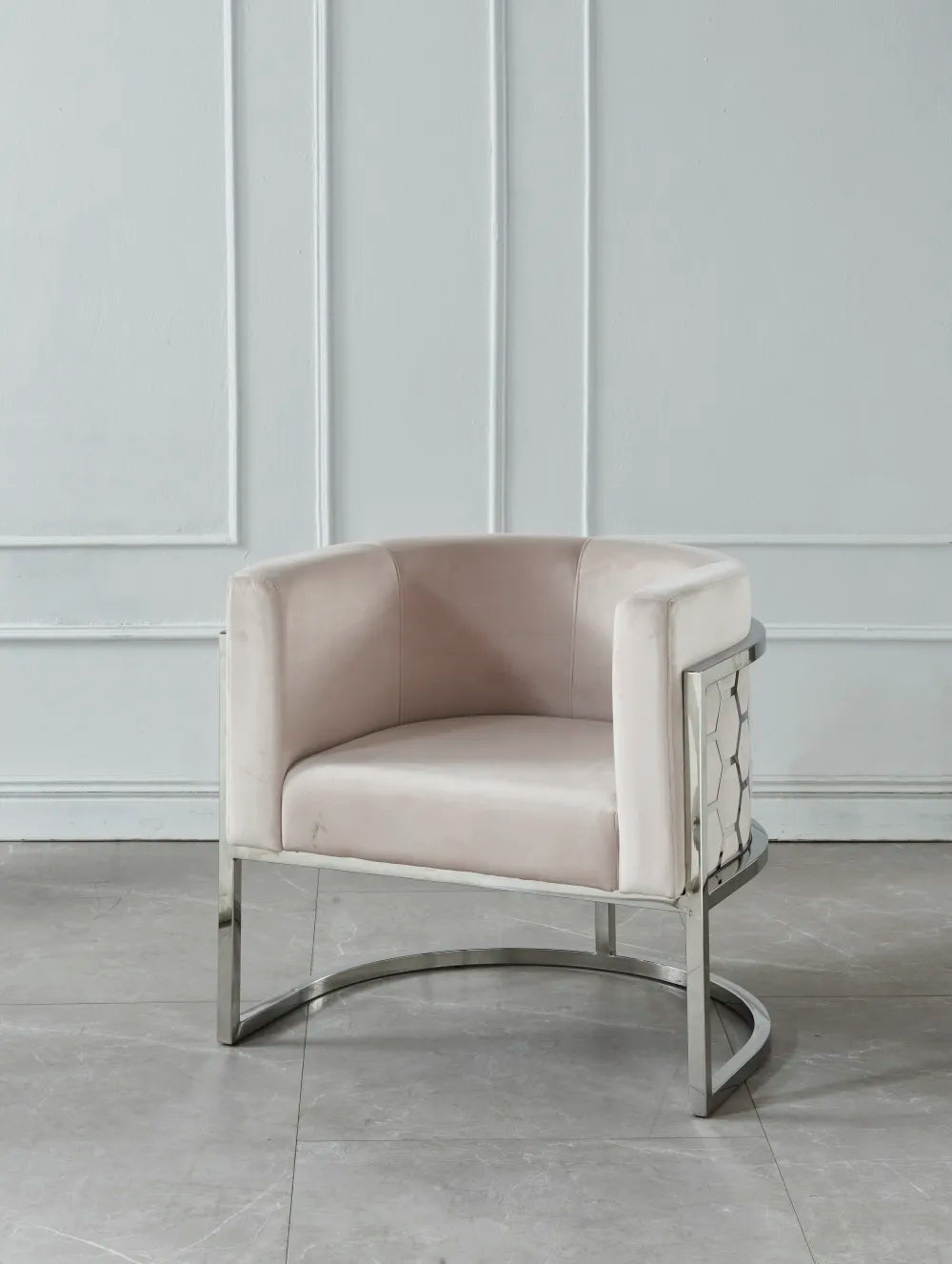 Fauteuil design ALVEOLES en velours et acier inox