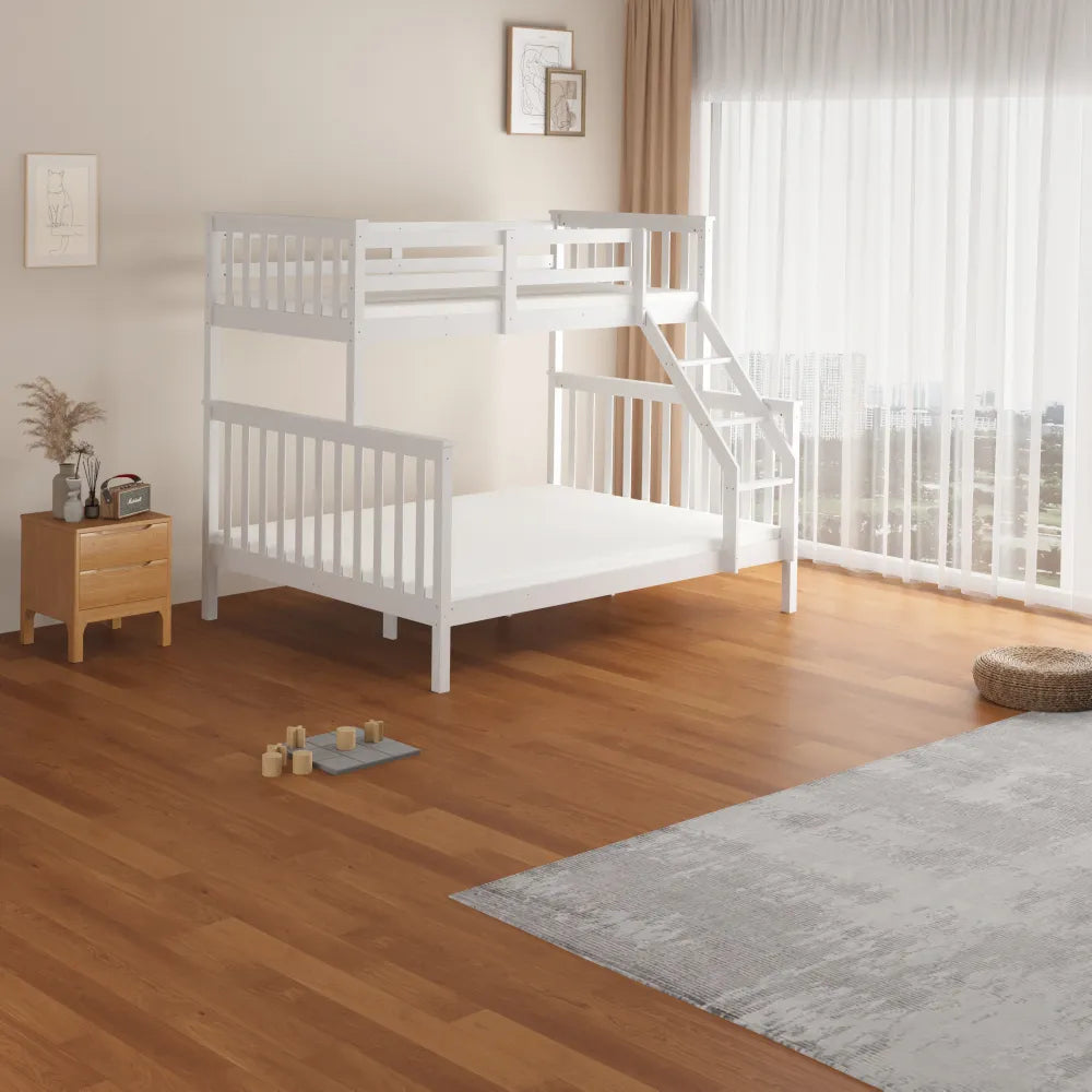 Lit superposé BATNA bois 2+1 couchages 90x190 + 140x190 cm