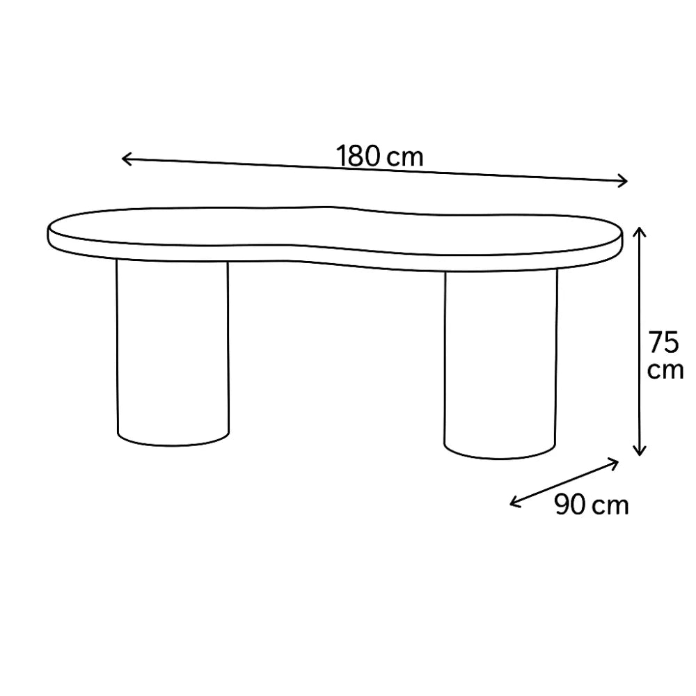 Table à manger design CURVE blanc MDF 180x90 cm
