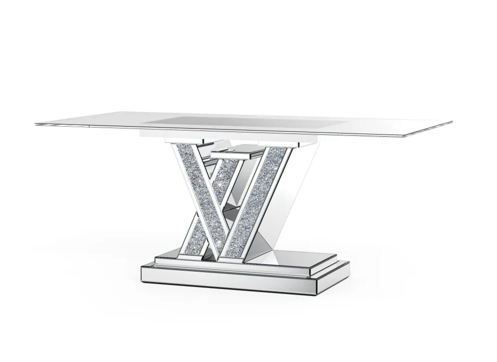 Table à Manger Design LEVO 180x90 cm – Plateau Verre Transparent