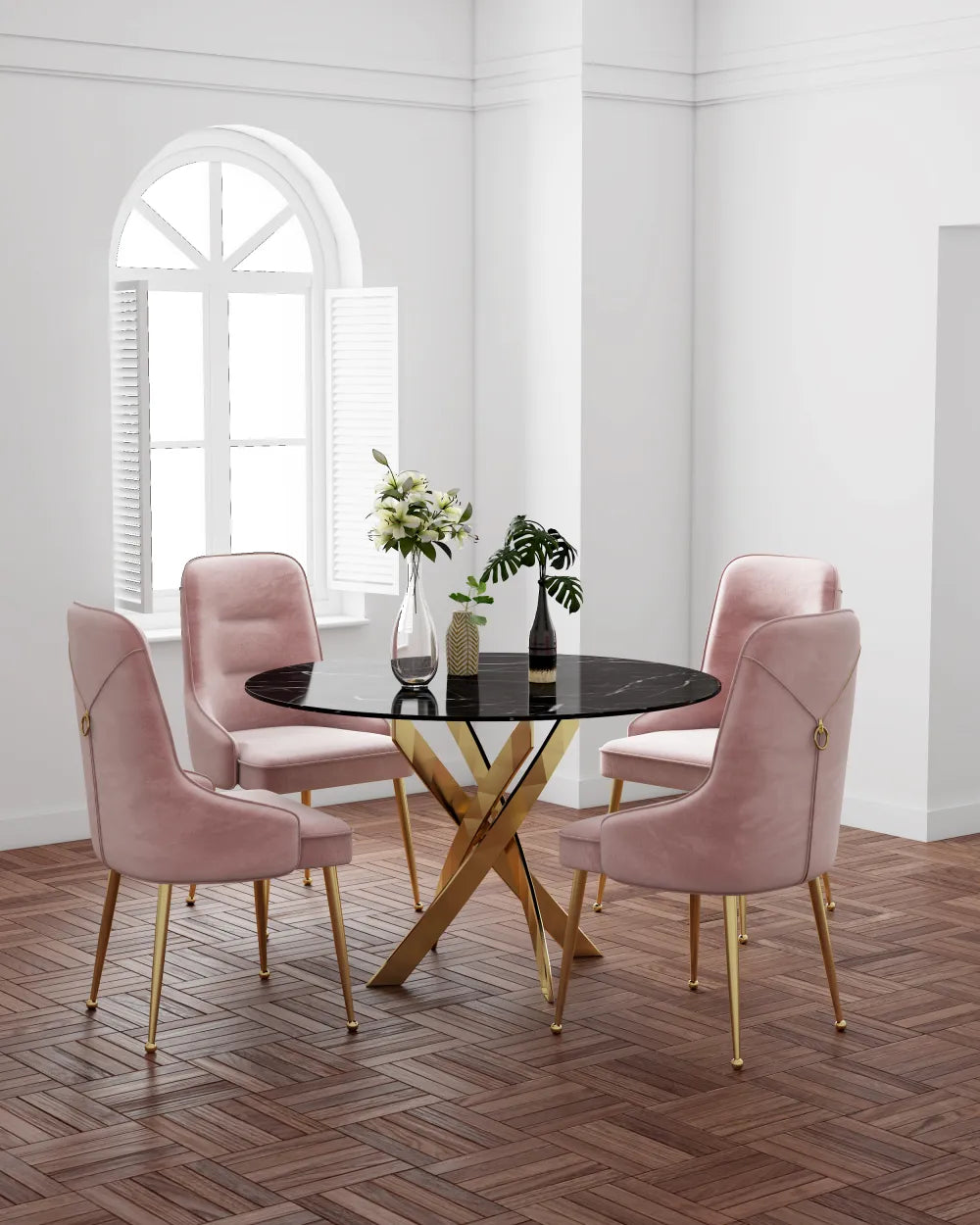 Table à manger ronde JESSICA pieds gold Diamètre 120 cm