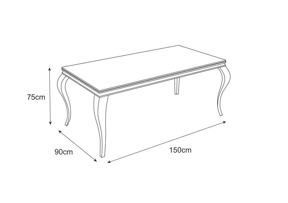 Table à manger BAROQUE chrome 150x90 cm