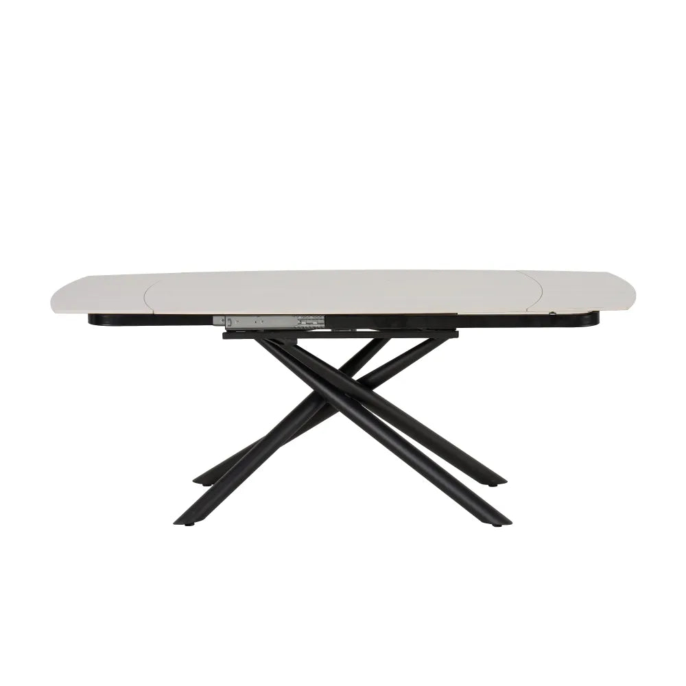 Table à manger extensible NYSA 129-189 cm en céramique travertin