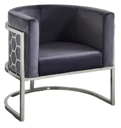Fauteuil design ALVEOLES en velours et acier inox