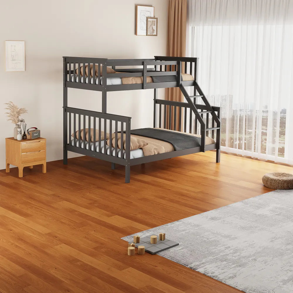 Lit superposé BATNA bois 2+1 couchages 90x190 + 140x190 cm