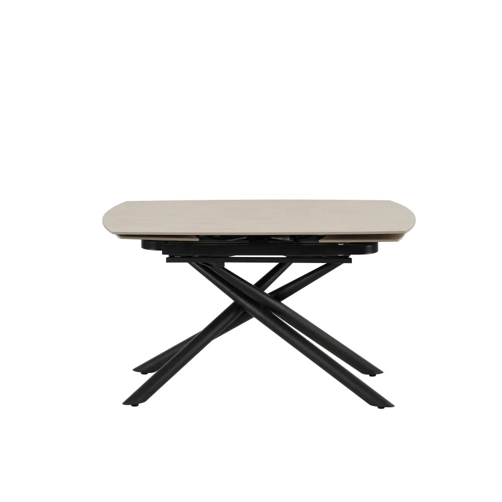 Table à manger extensible NYSA 129-189 cm en céramique travertin