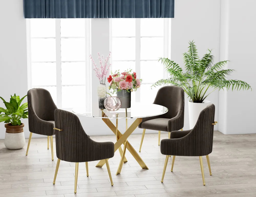Table à manger ronde JESSICA pieds gold Diamètre 120 cm