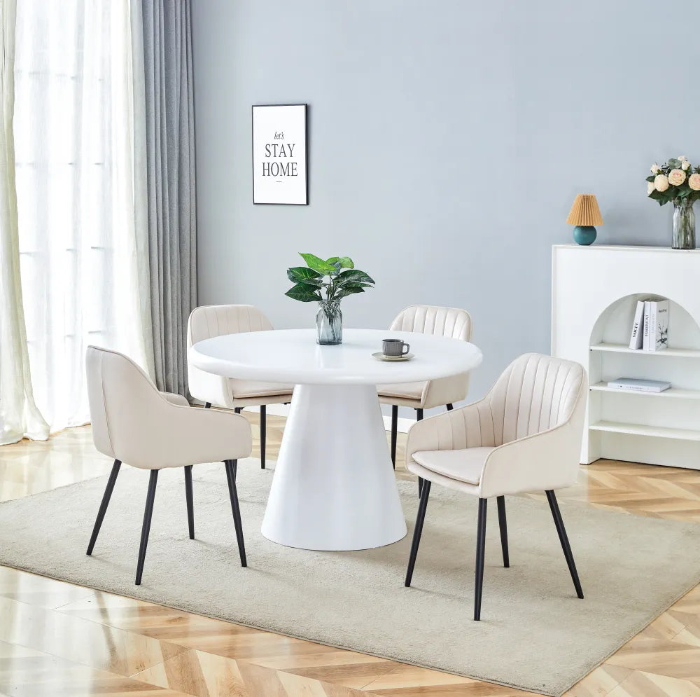Table à manger ronde ASSIA blanche en bois MDF 120 cm