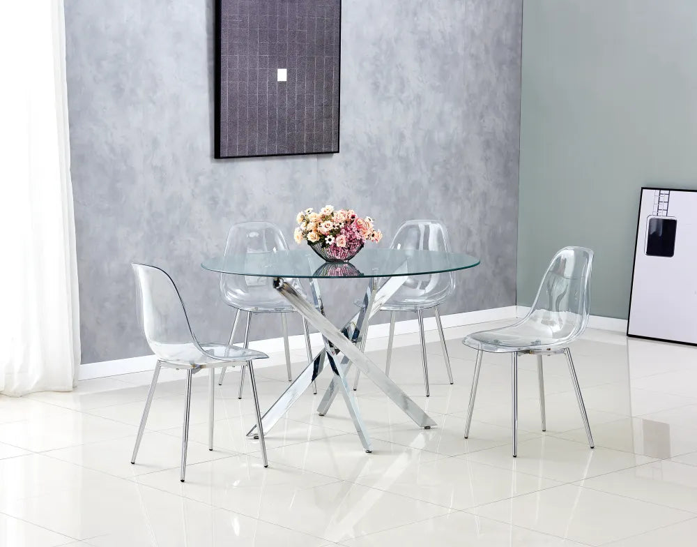 Table à manger ronde JESSICA pieds chrome Diamètre 120 cm