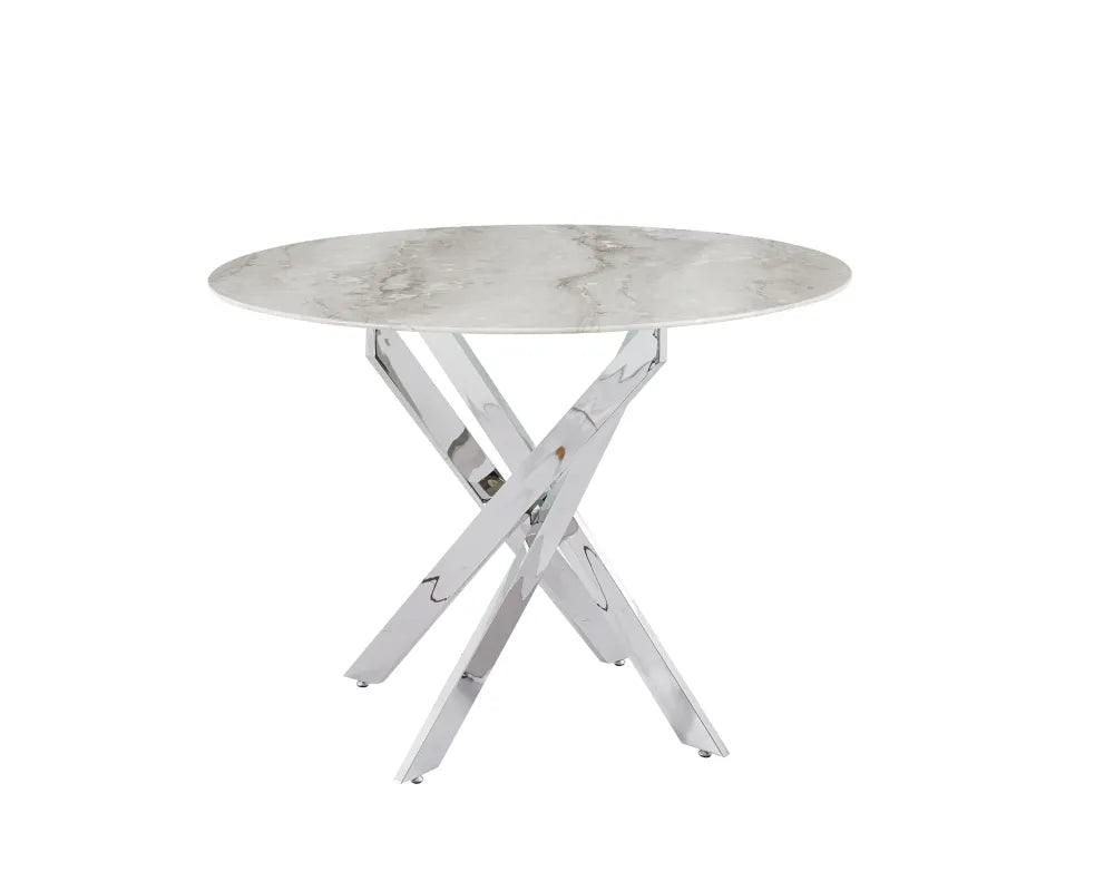 Table à manger ronde JESSICA pieds chrome Diamètre 100 cm