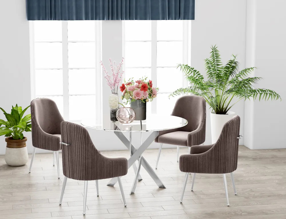 Table à manger ronde JESSICA pieds chrome Diamètre 120 cm