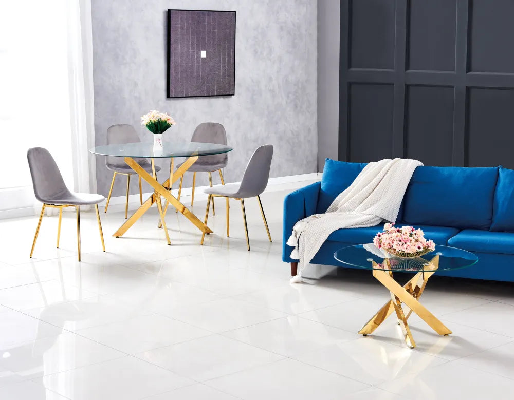 Table à manger ronde JESSICA pieds gold Diamètre 120 cm