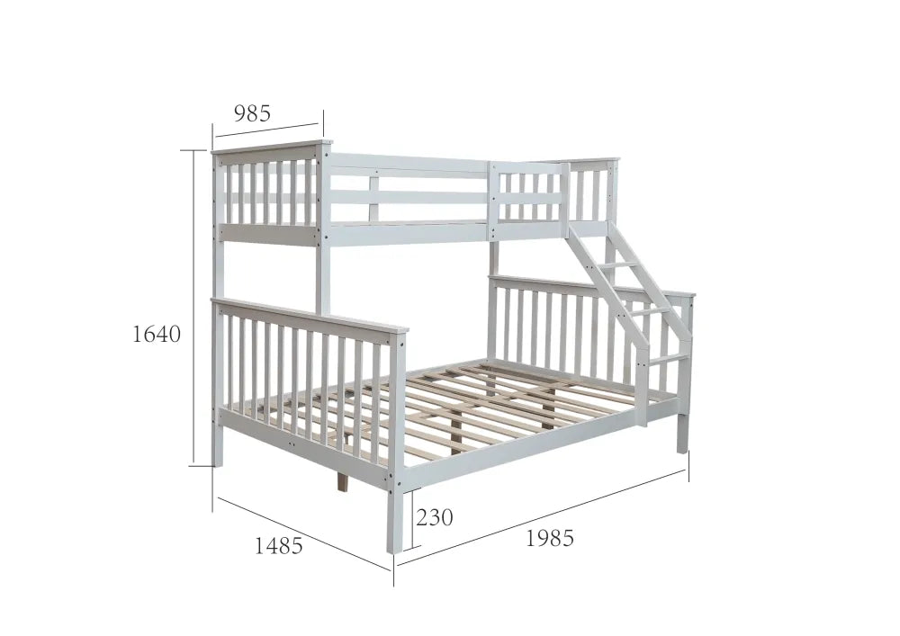 Lit superposé BATNA bois 2+1 couchages 90x190 + 140x190 cm