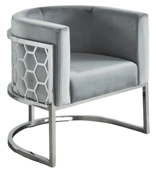 Fauteuil design ALVEOLES en velours et acier inox