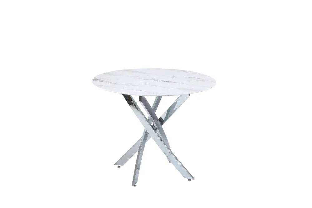 Table à manger ronde JESSICA pieds chrome Diamètre 100 cm