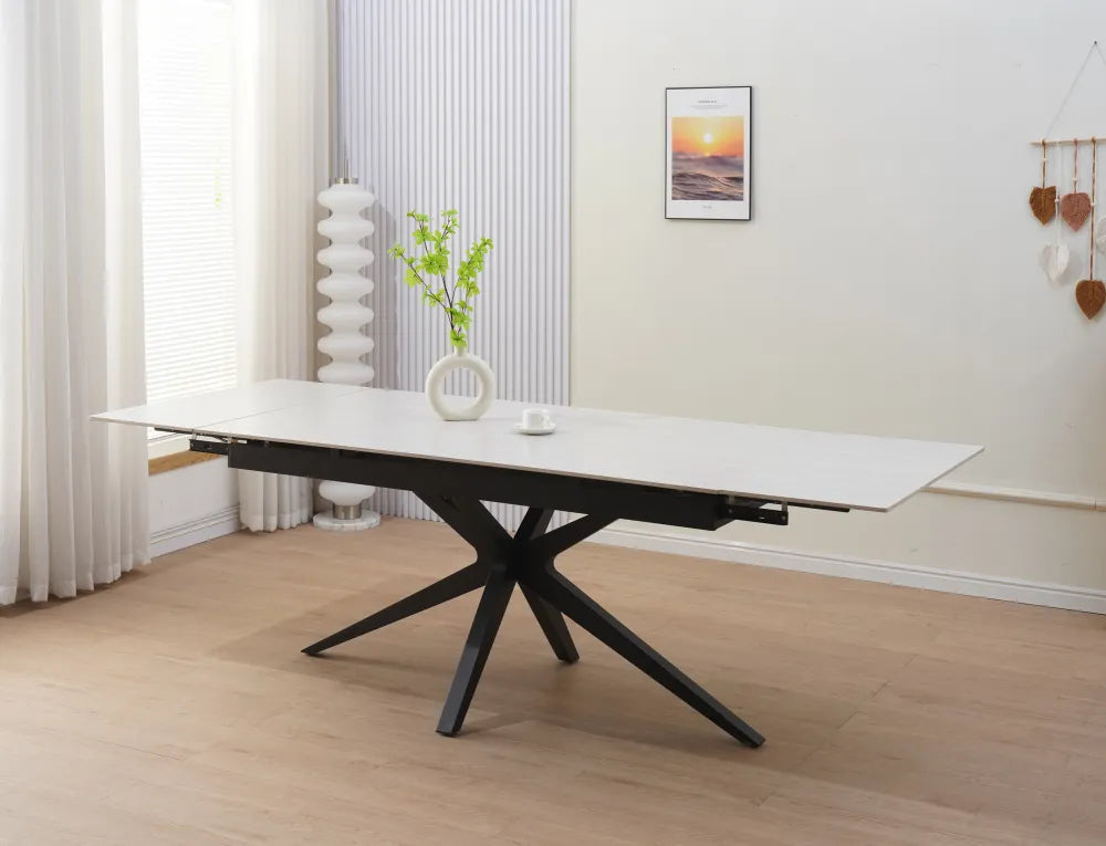 Table à manger extensible TONIA 160 à 240 cm céramique travertin