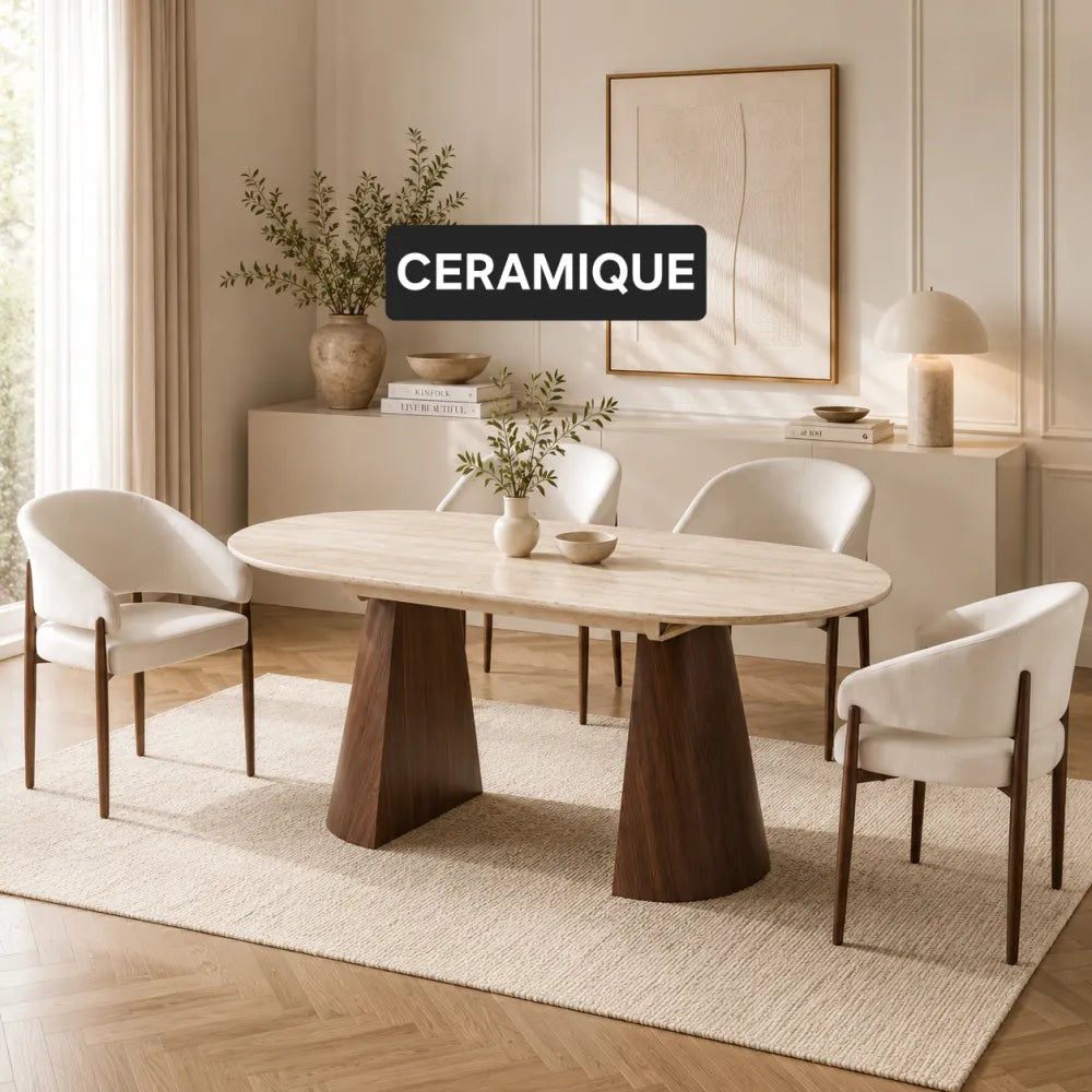 Table à manger extensible PESARO plateau céramique 180 à 220 cm