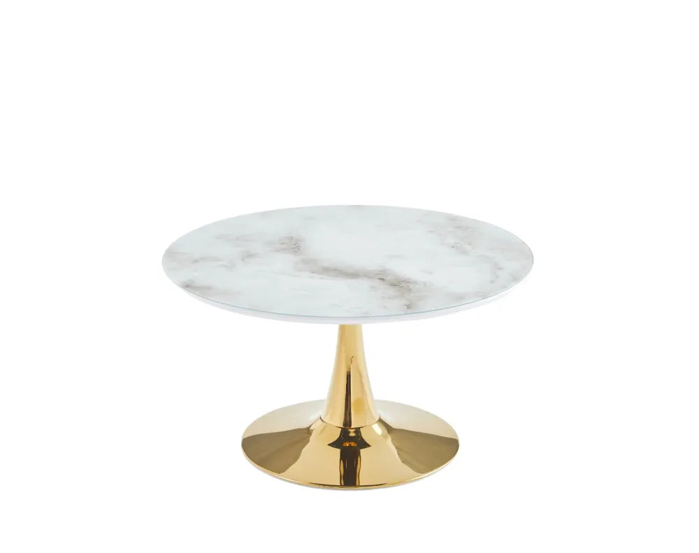 Table basse ronde ROSA marbre blanc 80 cm