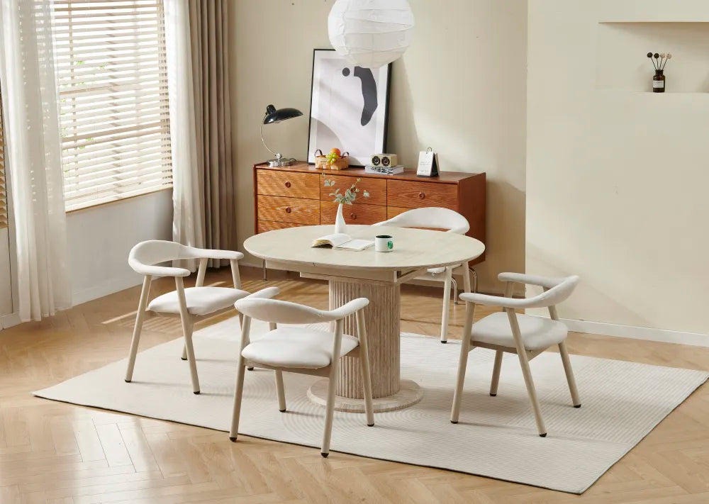 Table a manger extensible SOFIA ceramique travertin 125-165 cm