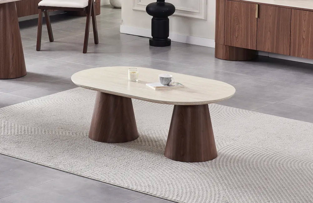 Table basse ICONE noyer travertin 120cm