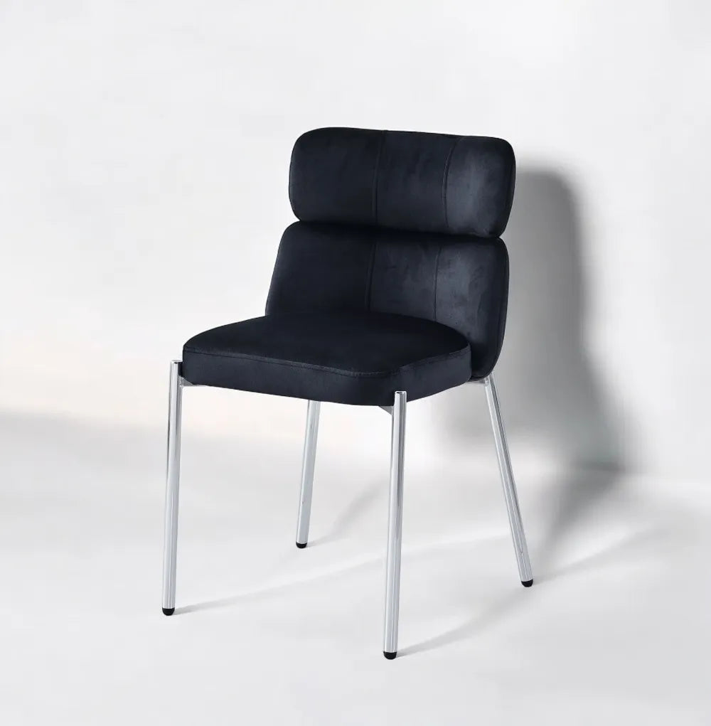 Lot de 4 chaises STEPHANY chrome velours