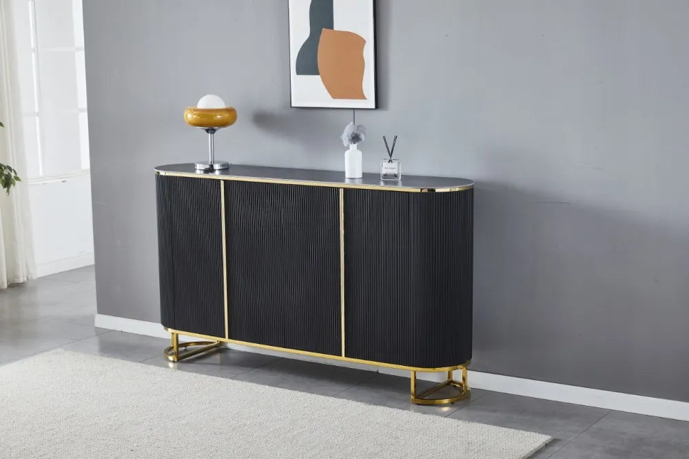 Buffet ESMEE 4 portes gold plateau en céramique 180x40x100 cm