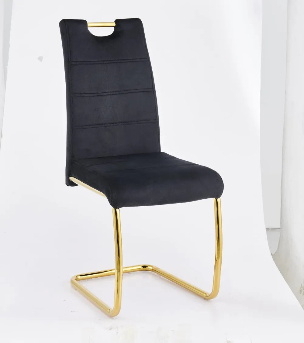 Lot de 6 chaises EAGLE pieds gold velours