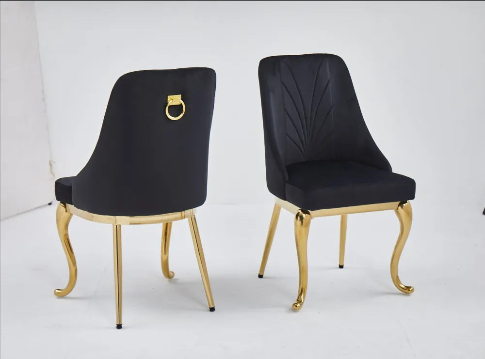 Lot de 2 chaises Baroka pieds gold velours