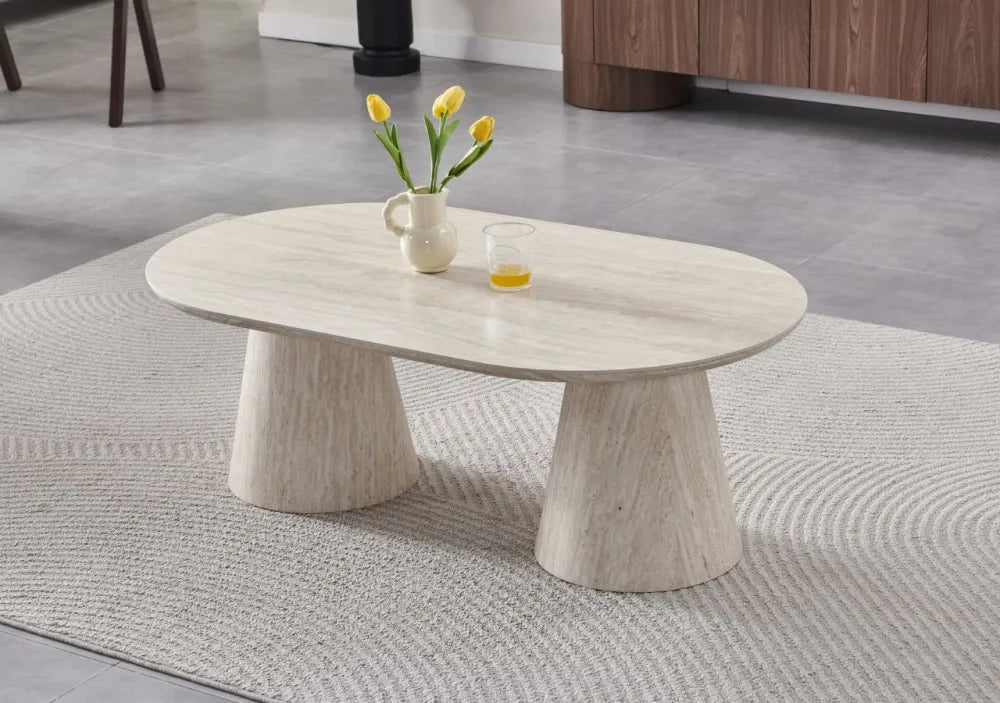 Table basse ICONE céramique travertin 120 cm