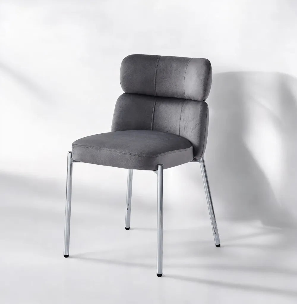 Lot de 4 chaises STEPHANY chrome velours