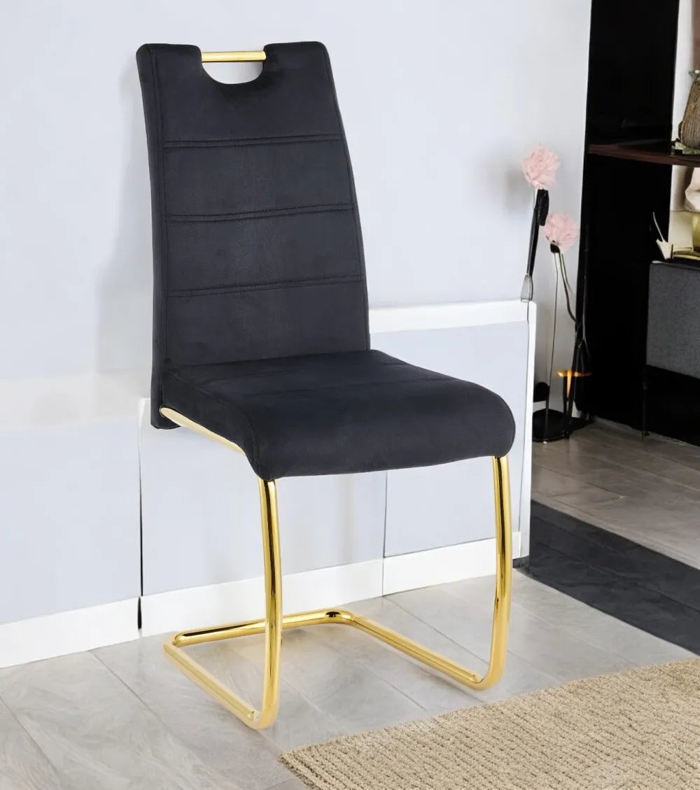 Lot de 6 chaises EAGLE pieds gold velours