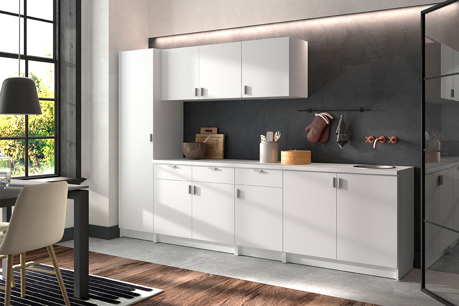 Armoire basse Paris avec 2 tiroirs blanc