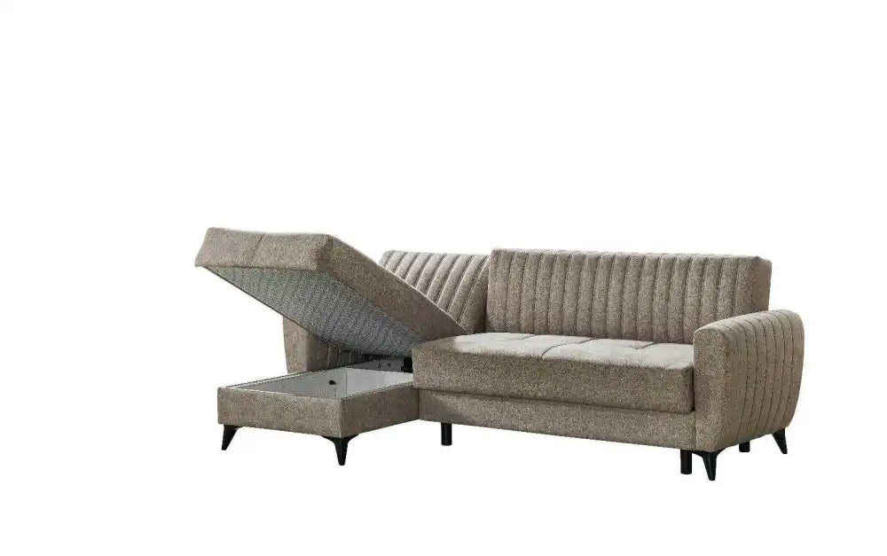 Canapé d'angle LENA convertible et réversible avec coffre de rangement