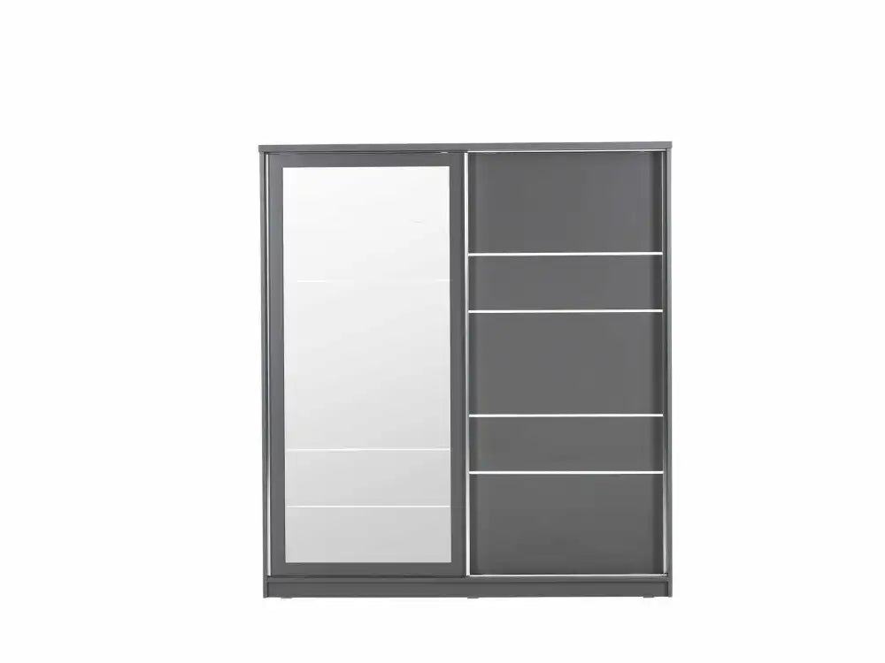 Armoire IBIZA 2 Portes Coulissantes 160 cm Gris avec Miroir