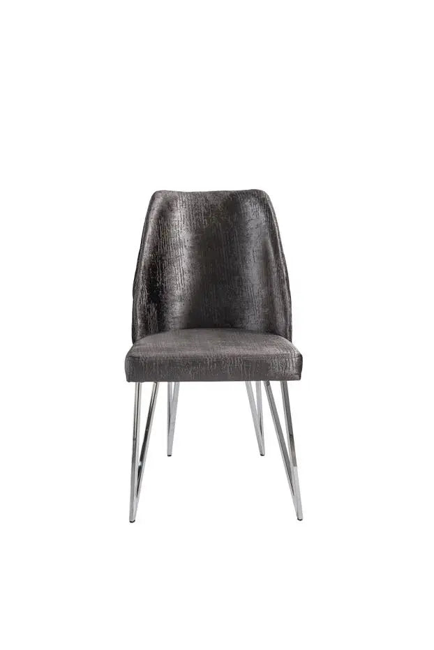 Lot de 2 chaises NICOLE chrome velours #couleur_gris-foncé