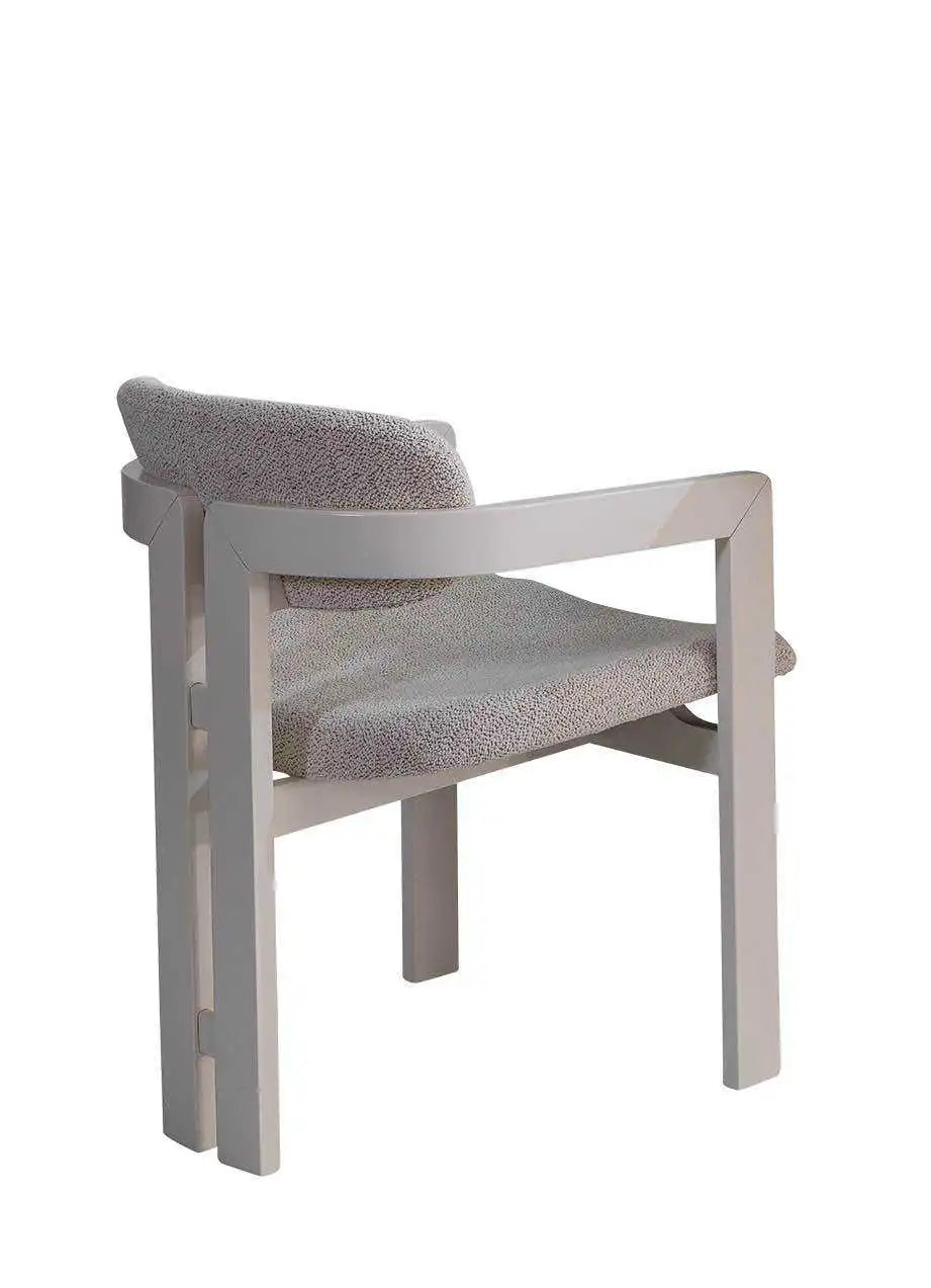 Lot de 2 chaises ATLANTIS en bois blanc velours bouclé beige