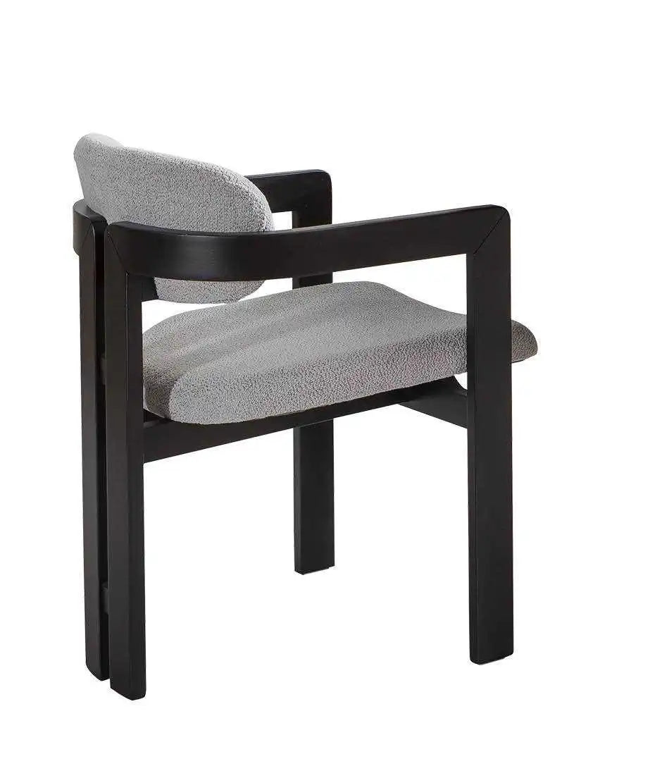Lot de 2 chaises ATLANTIS en bois noir velours bouclé gris