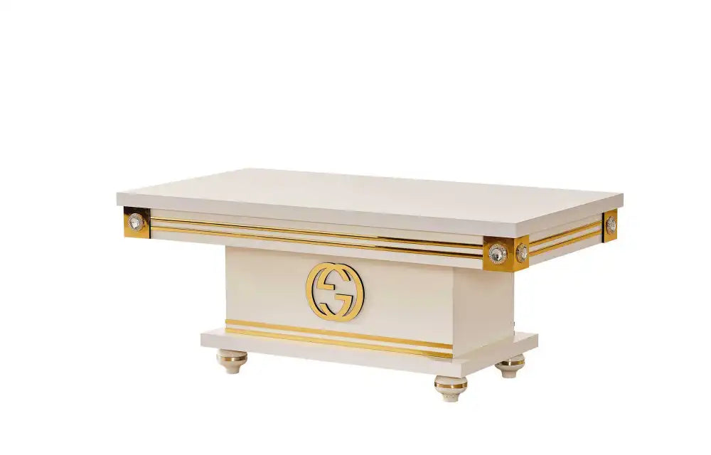 Table basse GUGGI blanc et gold