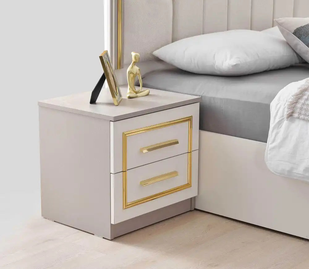 Chambre à coucher complète PARIS blanc gold